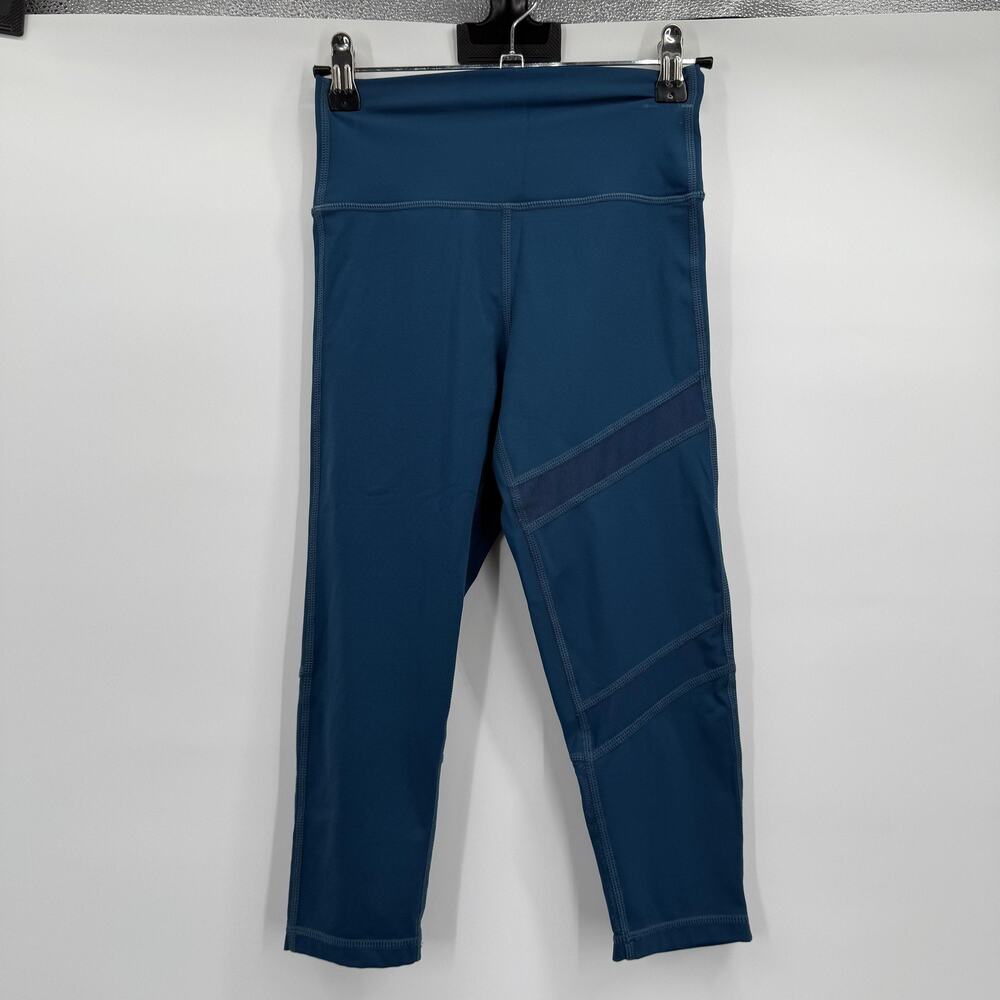 Zyia Active Leggings Womens 2 Blue High Rise Capri Mesh Panel Workout Yoga Gym
